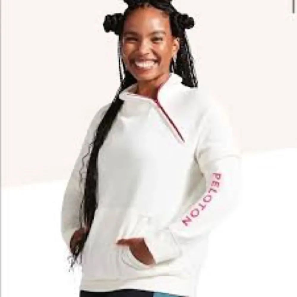 Peloton Incline Side Zip Pullover - Cream & Pink, NWT
